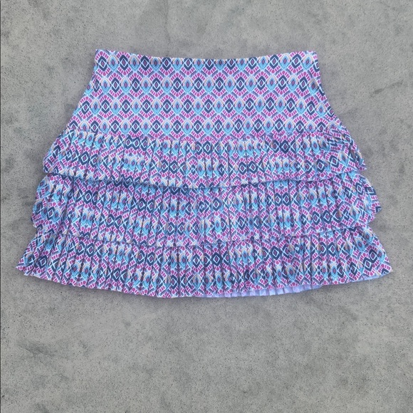 Lucky in Love Pants - Lucky in Love Pink/Blue Geo Pleated Golf Tennis Pickleball Skort Women's Size S